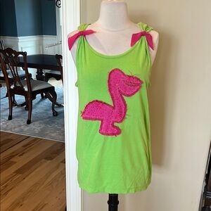 Oversized Beach Tank Lime Green Pink Pelican